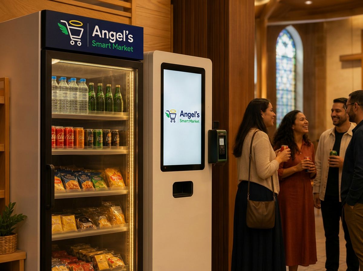 Mini mercado autônomo instalado em igreja
